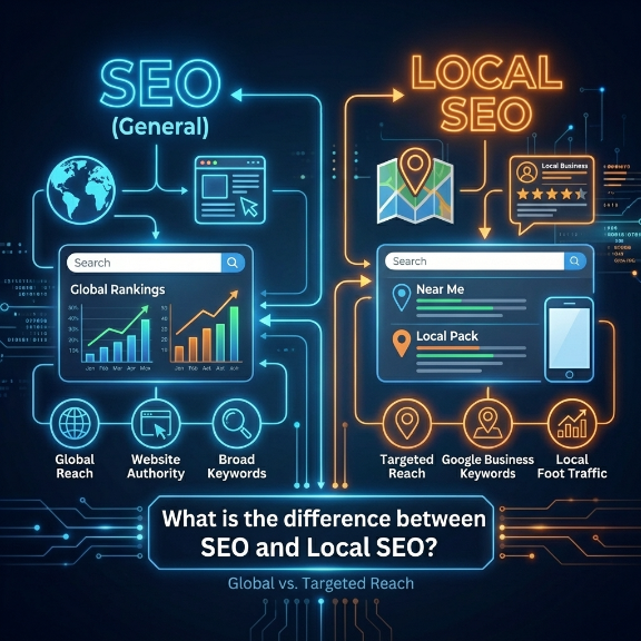 What is the difference between SEO and local SEO